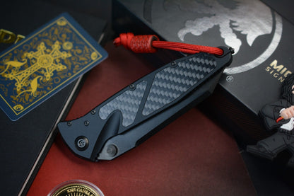 NEW Microtech Socom Elite Warcom SHADOW - Carbon Fiber Inlays w/ Playge Bead +