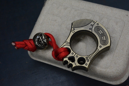 NEW WKRMN Bonehead Cyborg 1/4lb Paper Weight Brass w/ Brass Bead Re Microtech