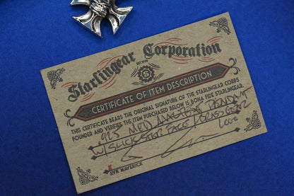 RARE Starlingear Maltese Cross Slickster - .925 Silver Pendant w/ Brass Gear