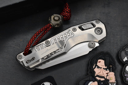 RARE Microtech MSI MINI - Ti Frag Handle/ Brz Accents w/John Wick Pack & CH Bead
