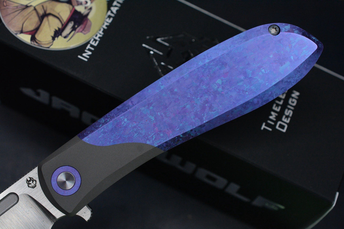NEW Jack Wolf Knives Scuffle Flipper Crystallized Blurple Ti - Clip Point S90V