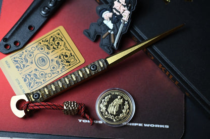 RARE Half Face Blades Cardiac Spike - Gold Finish w/ Bead & Wick Set