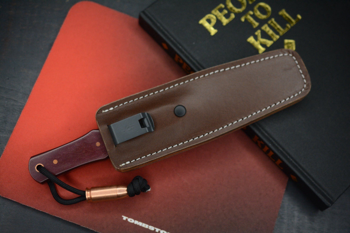 NEW Jack Wolf x LT Wright USA Vampire Hunter Redstone Richlite w/ Sheath & Bead
