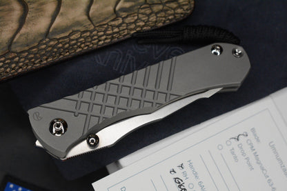 NEW Chris Reeve Umnumzaan DP Magnacut Ti Glass Blasted w/Robertson Gator Sheath