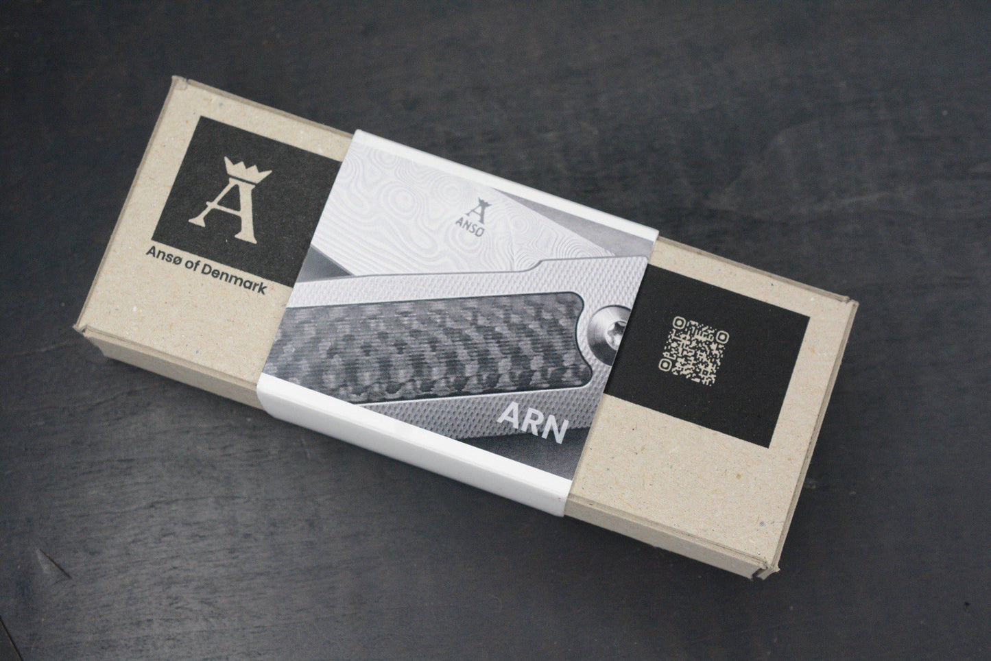 NEW ANSO ARN Grey/ Satin Ti Hdw w/ Carbon Fiber Inlay RWL34 SN 41 Re Microtech