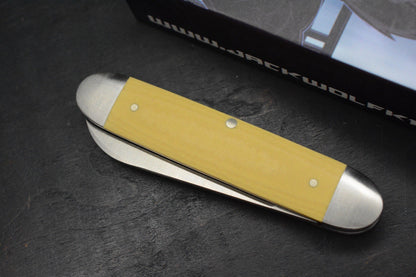 NEW Jack Wolf Knives Gateway Equal End Antique Ivory Paper Micarta / Satin Blade