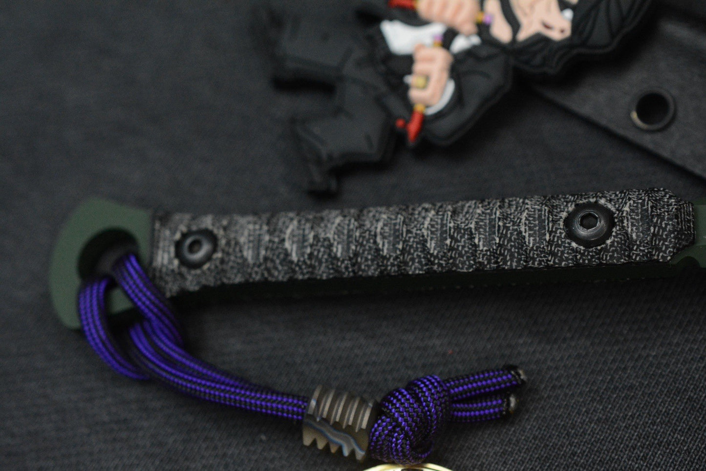 RARE Half Face Cardiac Spike Black Micarta / Highland Green G10 w/ Wick Pack