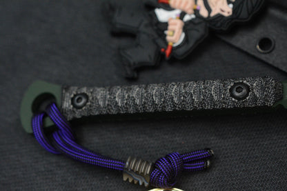 RARE Half Face Cardiac Spike Black Micarta / Highland Green G10 w/ Wick Pack