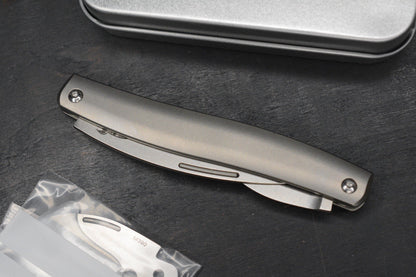 NEW D Rocket Designs Serpentine Slipjoint Ti M390 Wharncliffe Bottle Opener