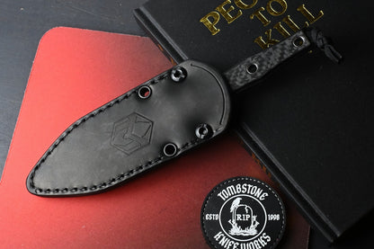 RARE Heretic Mini Nephilim Fixed Blade - Black DLC MagnaCut / Carbon Fiber