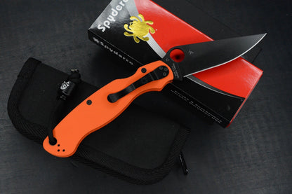 RARE Spyderco EXC Military 2 Black DLC /Orange G-10 Comp Lock w/Poison Bead