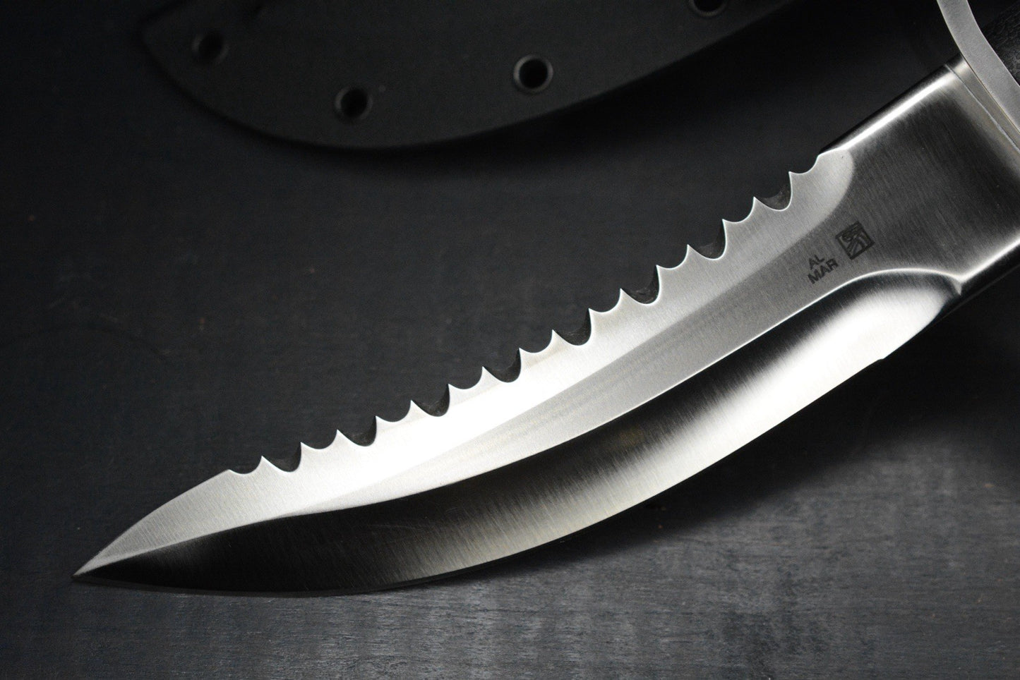 RARE+ Al Mar Seki Japan WARRIOR Satin Blade /Rubber Handle / Sheath 30+ Years