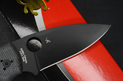 NEW Spyderco Shaman Grey Micarta Black DLC M390 Drop Point  w/ Poison Bead