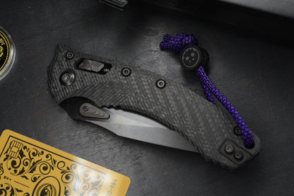NEW Microtech Amphibian Ram Lok CF SHADOW w/ Playge Skall Bead & Wick Pack