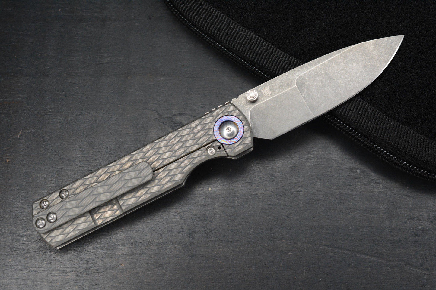 CUSTOM Monterey Bay Sea Otter Iron Weave - Timascus Pivot / Compound Magnacut