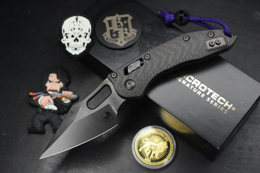 NEW Microtech Stitch-Ram-Lok Carbon Fiber Black DLC w/ Playge Skall & Wick Pack