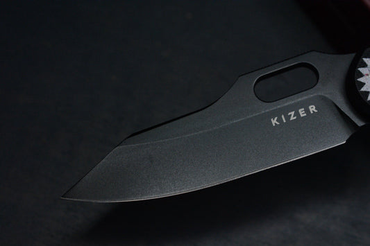 NEW Kizer Knives Cormorant “Leather Face” Black G-10 / Nitro V Blade - L/E EXC