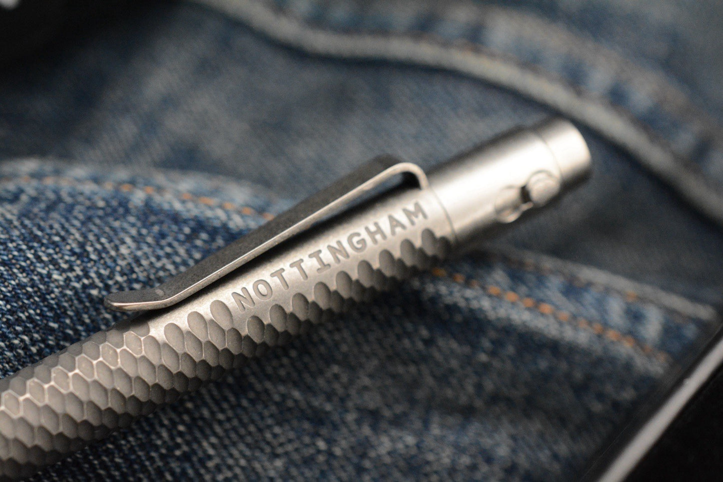 RARE Nottingham Tactical G2 Double Lock - Carved, Blasted & Tumbled Titanium Pen