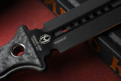 RARE Heretic Mini Nephilim Fixed Blade - Black DLC MagnaCut / Carbon Fiber