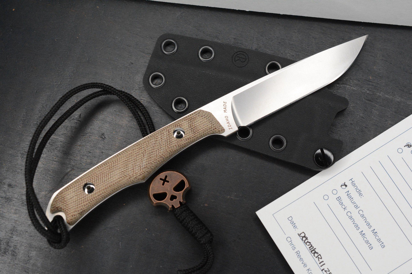 NEW Chris Reeve Inyoni Fixed Blade 3.78”Magnacut / Natural Micarta w/ Necro Bead