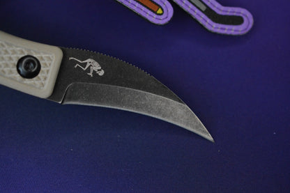 RARE Ed’s Manifesto & Sneakreaper Elvia Field Knife - Tan G10 / Acid Stonewash