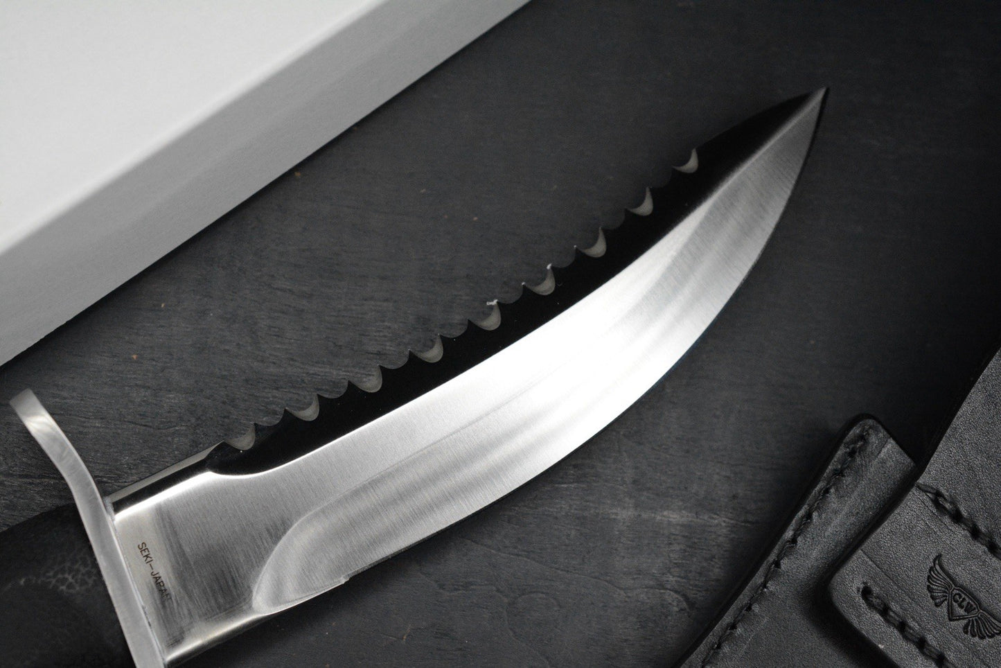 RARE+ Al Mar Knives Seki Japan Warrior Satin Blade /Rubber Hdle w/Leather Sheath