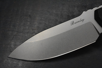 CUSTOM Burnley Kihoku Fixed Blade Black Micarta/AEBL Blade w/ Rare Poison Bead