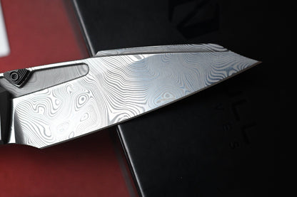 NEW Null Knives Voodoo Doll - Acid Wash Damasteel / Black Camo Carbon Fiber