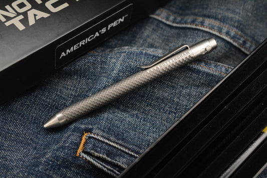 RARE Nottingham Tactical G2 Double Lock - Carved, Blasted & Tumbled Titanium Pen