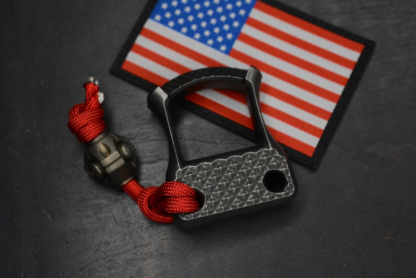 CUSTOM CJ’s Cave 1FK Diamond Plate Patina Brass Bottle Opener w/CKF Bead & Patch