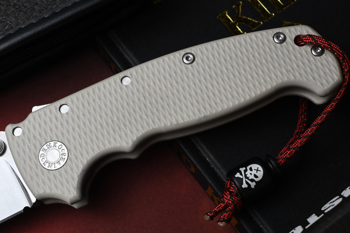 NEW Demko AD20 XXX Shark Lock - Tan G10 / CPM3V Stud Only w/ Poison Bead