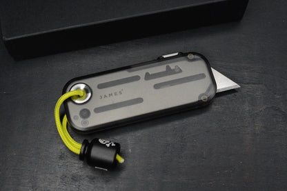 NEW James Brand Palmer Utility Box Cutter - Clear Charcoal w/ Poison Bead