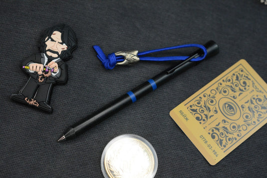 NEW PBJ Handmade Knives - Stylus C Pen Spike Blue/Black Micarta w/John Wick Pack