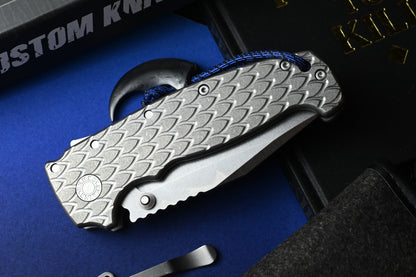 RARE Demko x Steel Flame AD20 XXX - Full Ti Dragon Scale / CPM3V Clip Point