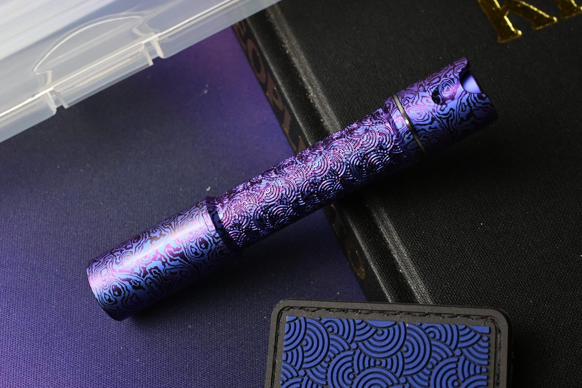 RARE Reylight x Urban EDC Pineapple Mini Flashlight - Purple Ti Seigahai Milled
