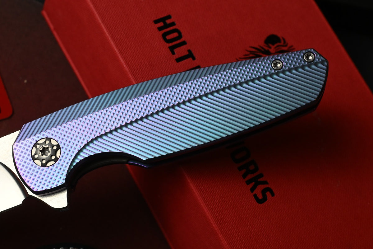 RARE Holt Bladeworks Haptic2.0 - Blurple Ano Checkered / Near Mirror M390