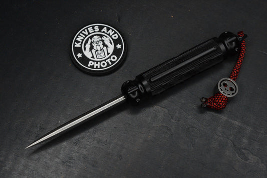 RARE Crawford Push Pick Kubaton 3.5” Gloss Black Aluminum Re Microtech