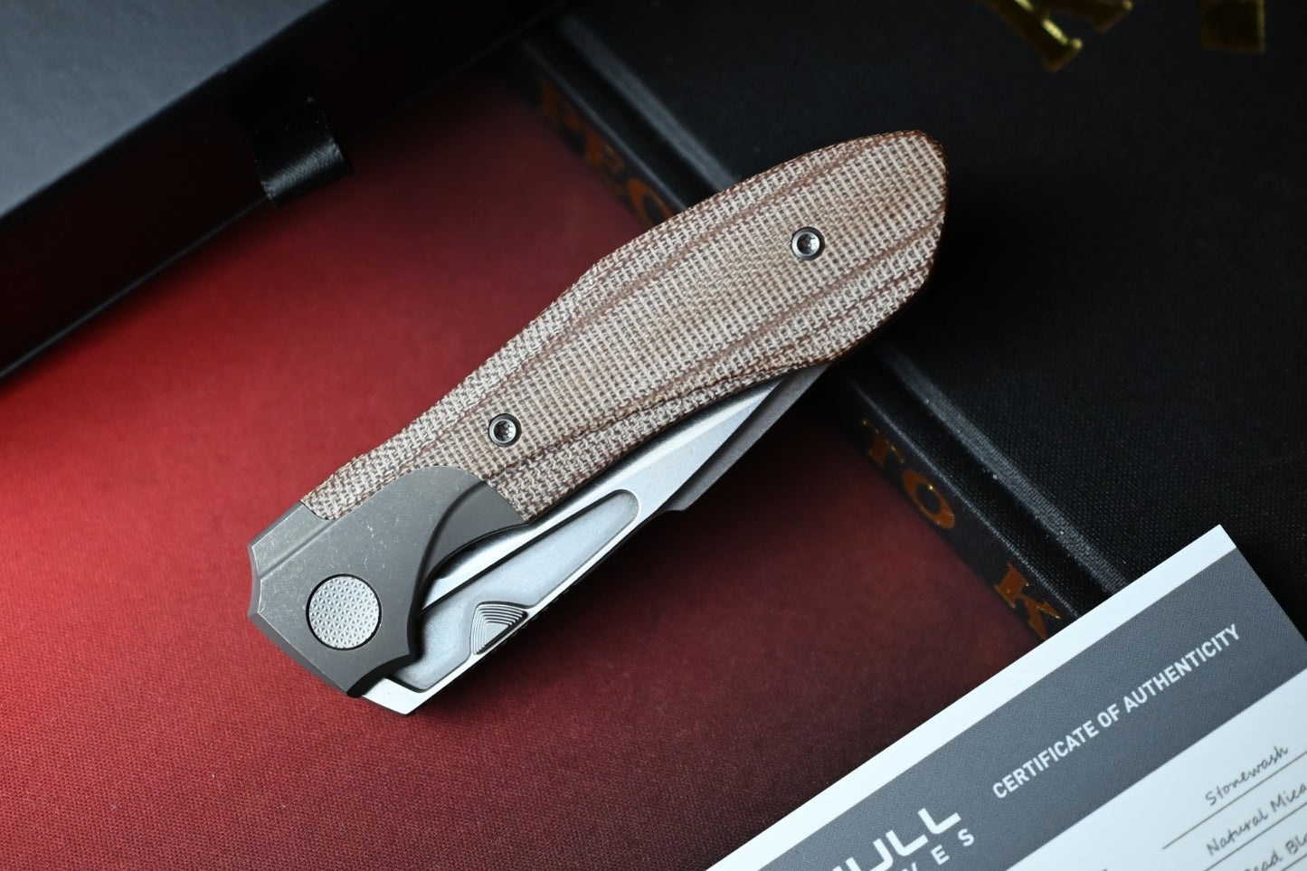 NEW Null Knives Voodoo Doll - Stonewashed Vanax / Natural Micarta Scales SN# 70