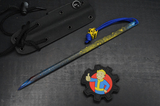 RARE TAC-P Ti PVD Black Spike Fallout Vault-Tec Blue/ Yellow w/ Bead & Patch