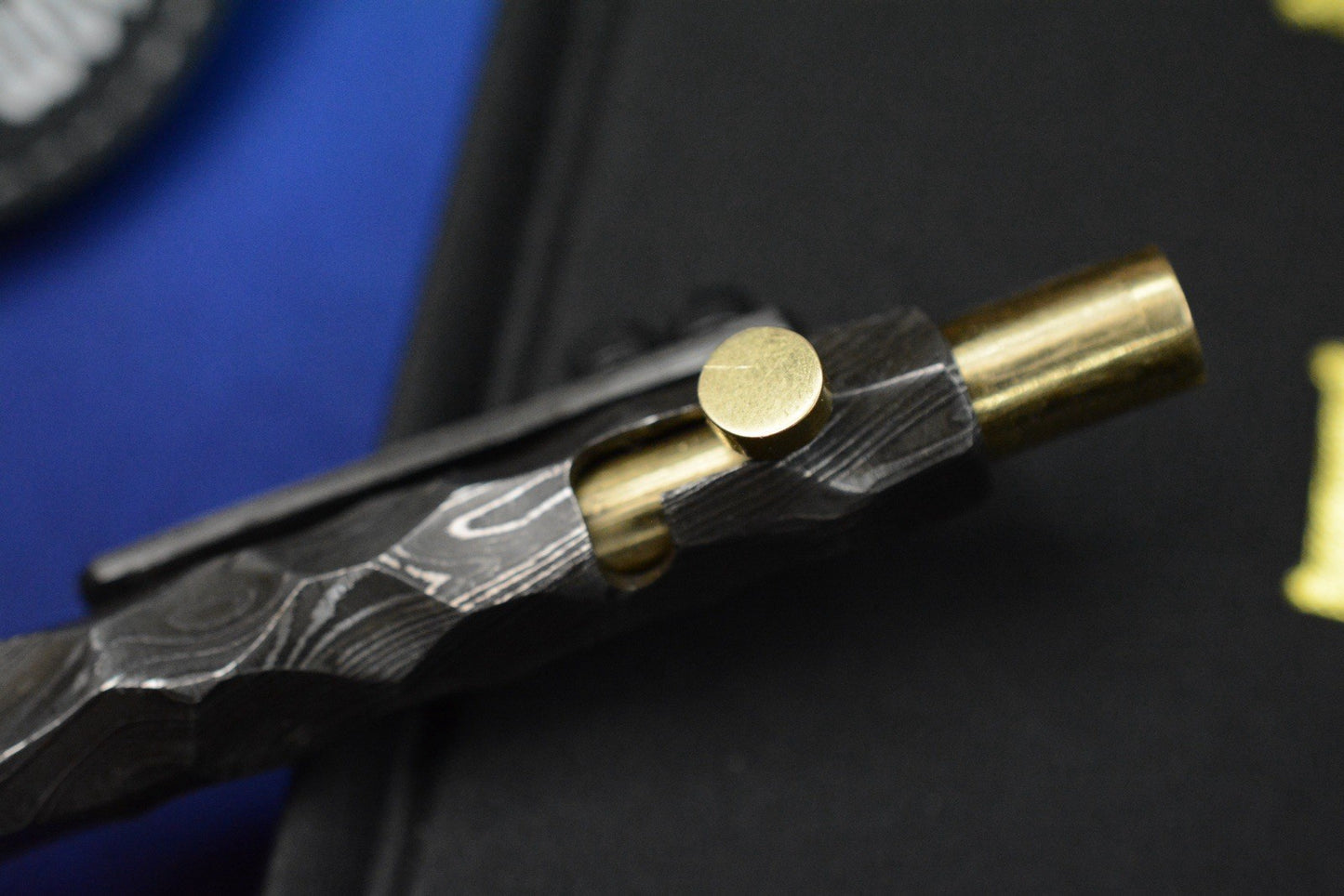 RARE Royal Creations Damascus & Copper Slide Bolt Pen USA