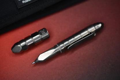 RARE Custom Knife Factory Bulavva Titanium Pen / Bit Driver - Full Ti w/ Pouch
