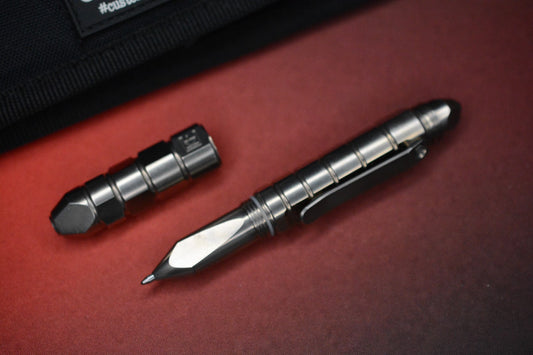 RARE Custom Knife Factory Bulavva Titanium Pen / Bit Driver - Full Ti w/ Pouch