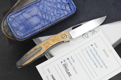 NEW Chris Reeve Knives Mnandi Box Elder Inlays/DP Magnacut w/ Gator Sheath & COA