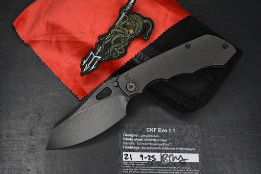 RARE Custom Knife Factory Rotten Evo 1.1 Barked Black Wash /M398 Matte SOLD OUT