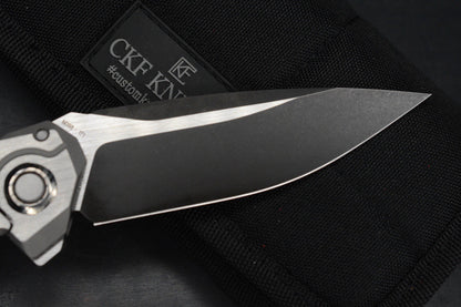 NEW Custom Knife Factory T-25 Milled Ti Scales/ Two Tone M398 Blade w/CH Bead