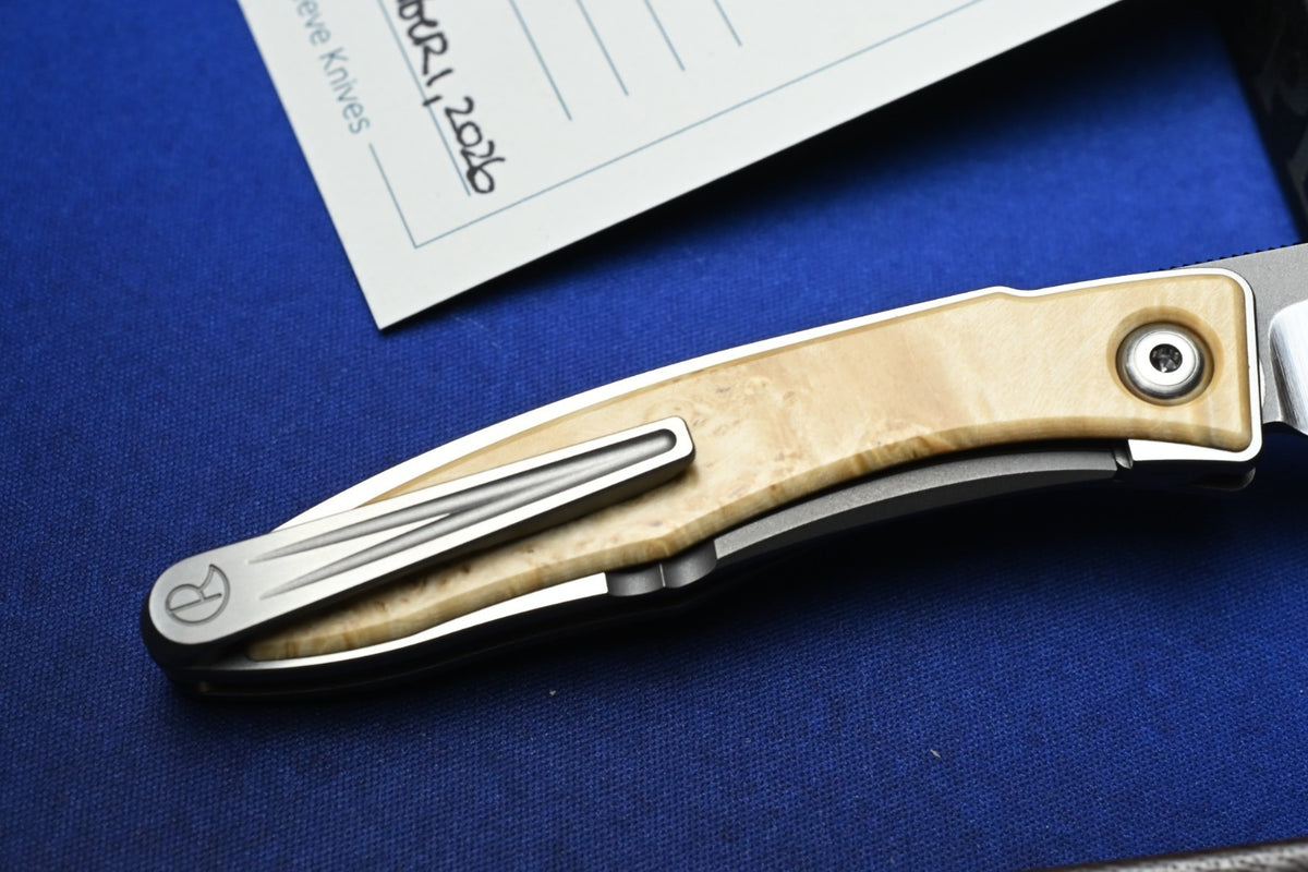 NEW Chris Reeve Mnandi - Box Elder Wood Inlay / Magnacut DP w/ Leather Sheath