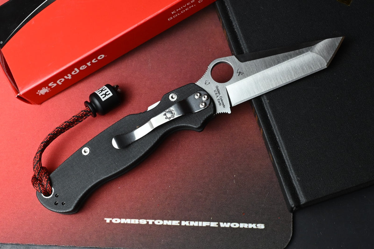 NEW Spyderco Paramilitary 2 - Tanto CPM M4 / Black G10 w/ Poison Bead BHQ EXC
