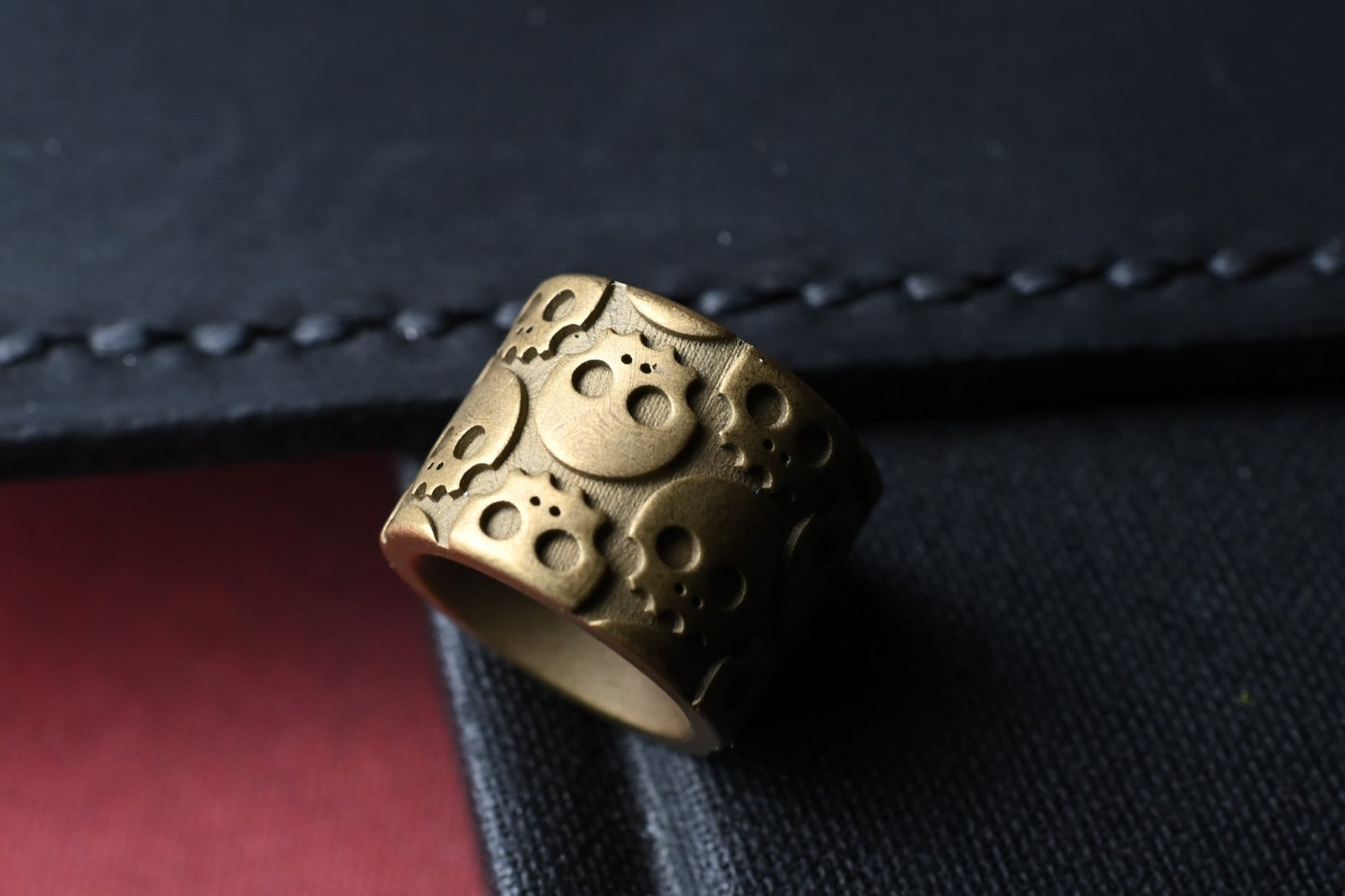 RARE Playge Skall Pattern Bead - Antique Brass