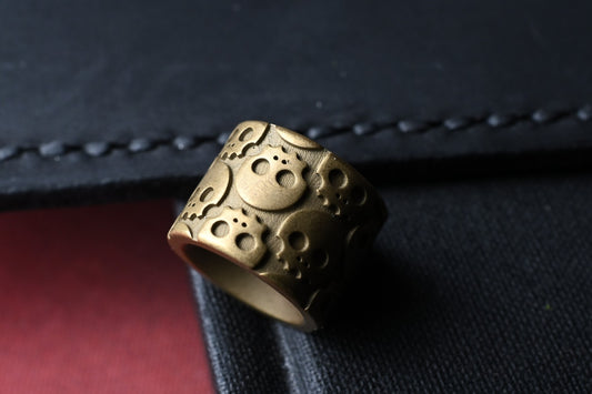 RARE Playge Skall Pattern Bead - Antique Brass