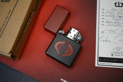 RARE++ BLACKSIDE Customs Brass Lighter - Cobra Edition Red/ Black w/ COA & Box